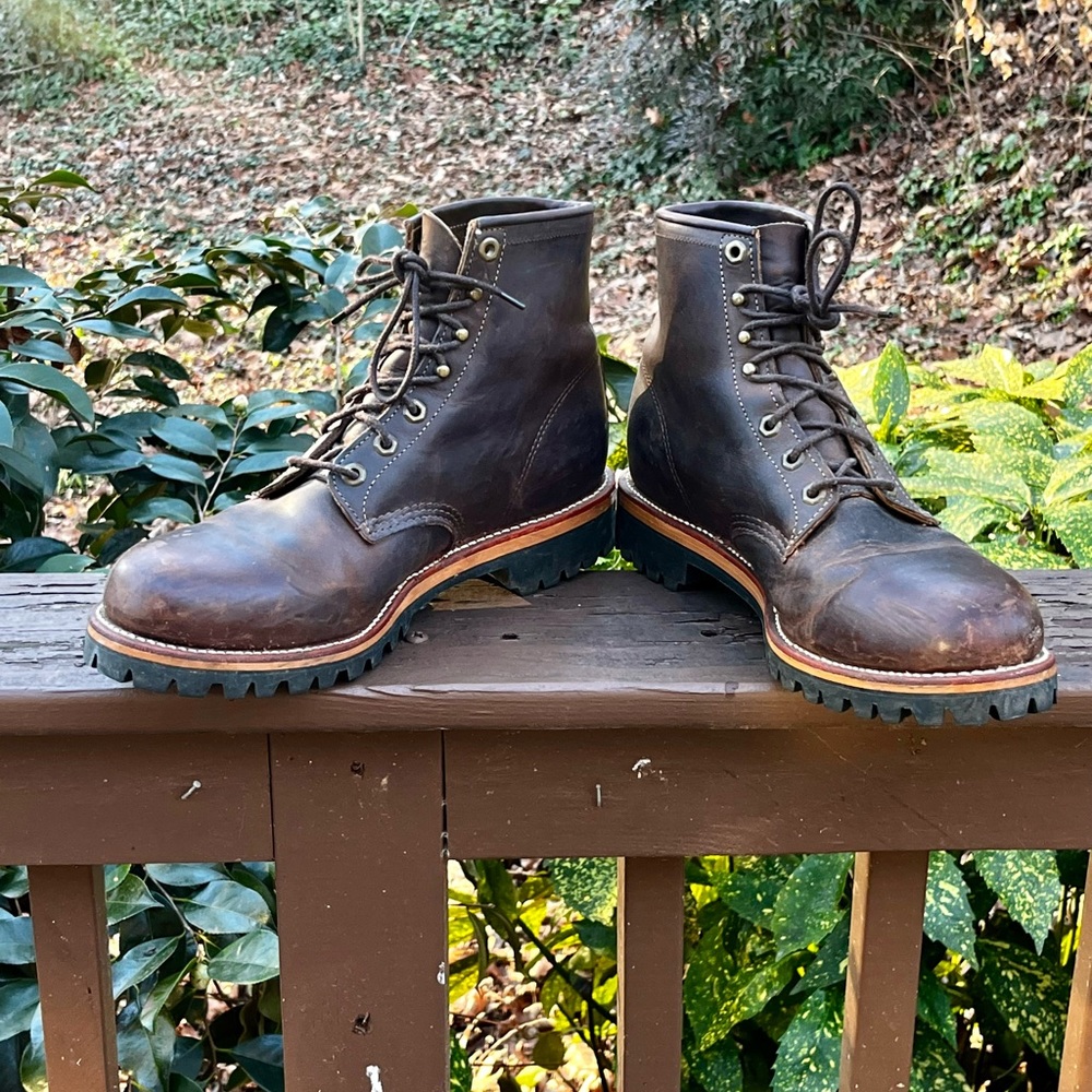 Chippewa 6” Lace Boots USA Brown Leather Excellent Conditin Size 11.5 Vibram